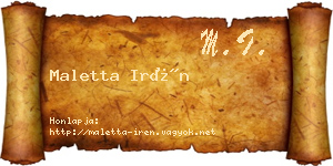 Maletta Irén névjegykártya